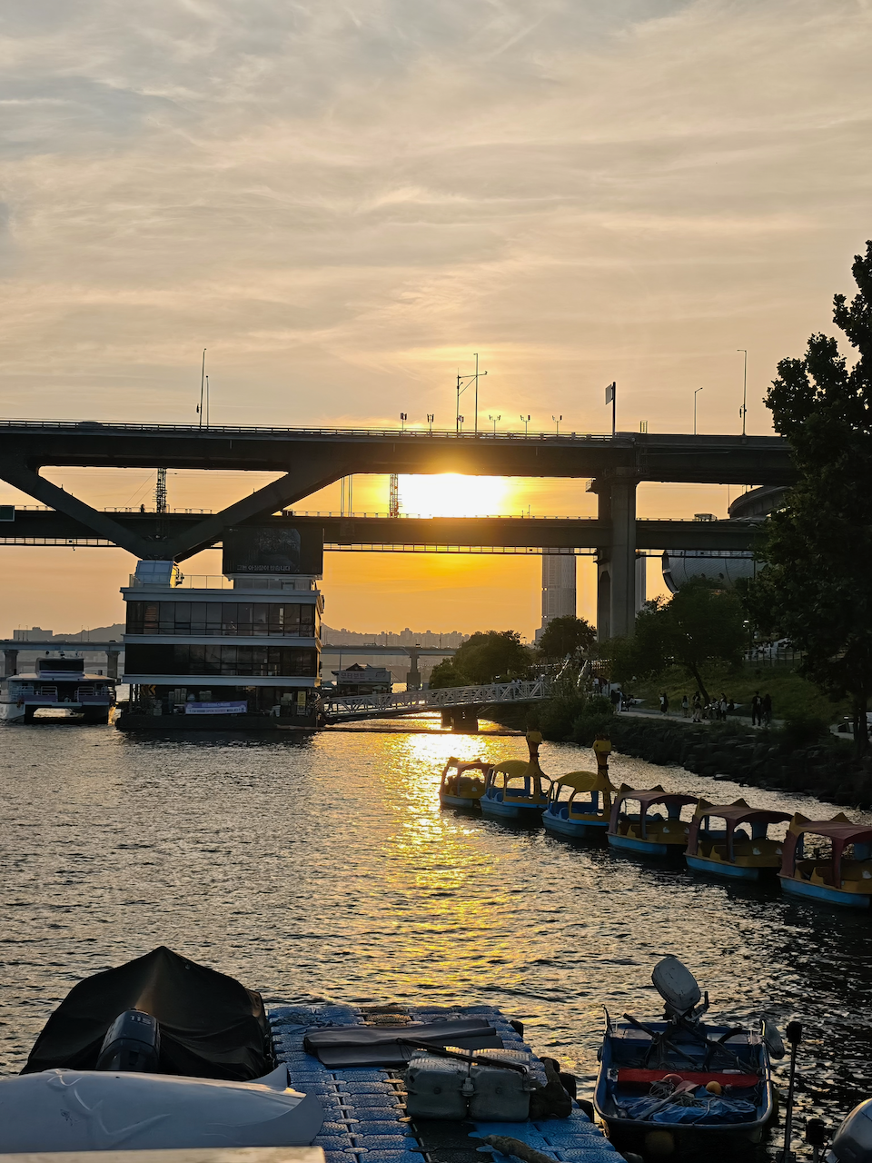 汉江夕阳下桥的另一角度